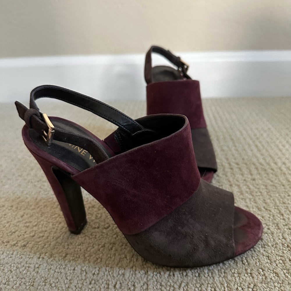 Nine West Purple and Brown Slingback Heels
